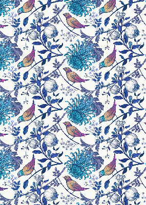 Tenda a rullo da interno con stampa di fiori blu dell'albero