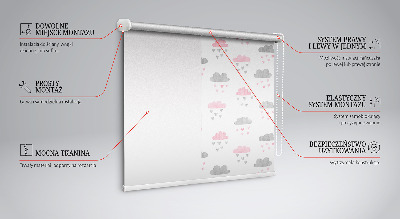 Tenda a rullo per finestra con motivo a nuvole rosa e grigie