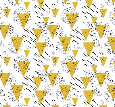 Tenda a rullo per finestra con motivo geometrico a triangoli e cerchi formati da punti