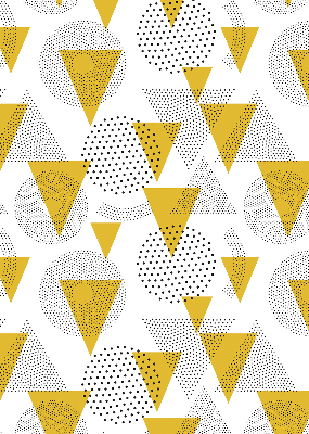 Tenda a rullo per finestra con motivo geometrico a triangoli e cerchi formati da punti