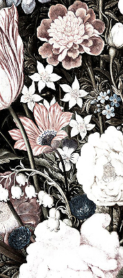 Tenda a rullo da interno con decorazione a fiori