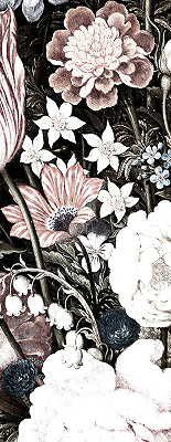 Tenda a rullo da interno con decorazione a fiori