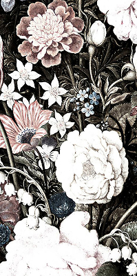 Tenda a rullo da interno con decorazione a fiori