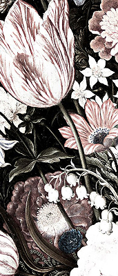 Tenda a rullo da interno con decorazione a fiori