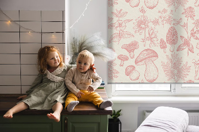 Tenda a rullo da interno con design a funghi