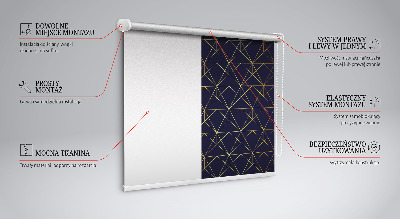 Tenda a rullo per finestra con motivo a triangoli collegati da linee gialle
