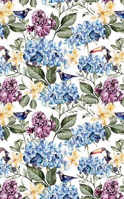 Tenda a rullo per finestra con stampa di tucani e fiori