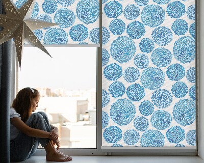 Tenda a rullo per interni con motivo a cerchi di petali blu