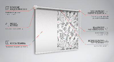 Tenda a rullo in tessuto con fantasia di piante disegnate