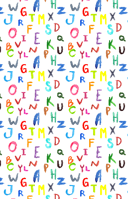 Tenda a rullo per porta finestra con fantasia di lettere colorate