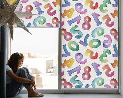 Tenda a rullo per finestra con fantasia a numeri colorati