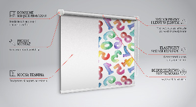 Tenda a rullo per finestra con fantasia a numeri colorati