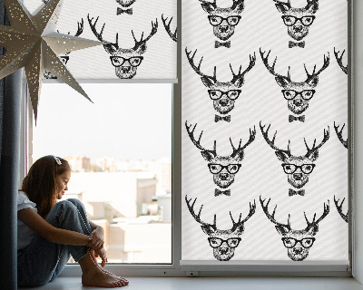 Tenda a rullo per porta finestra con stampa di una renna con gli occhiali