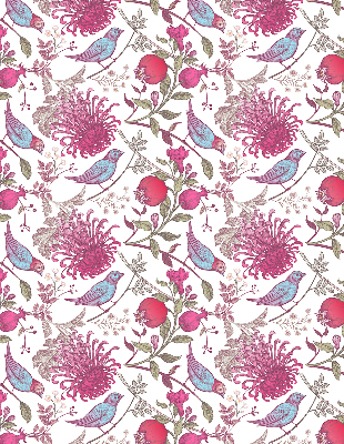Tenda a rullo per finestra con stampa di uccelli colorati tra i fiori
