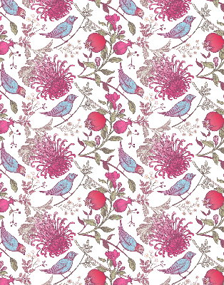 Tenda a rullo per finestra con stampa di uccelli colorati tra i fiori