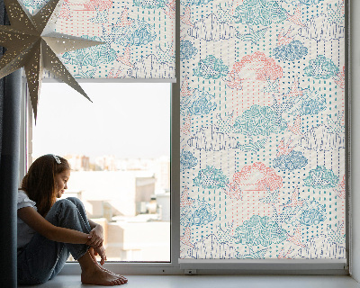 Tenda a rullo per finestra con motivi di nuvole colorate