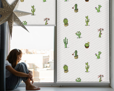 Tenda a rullo in tessuto modello cactus