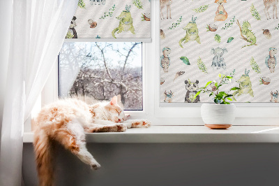 Tenda a rullo per porta finestra con stampa di animali e piante