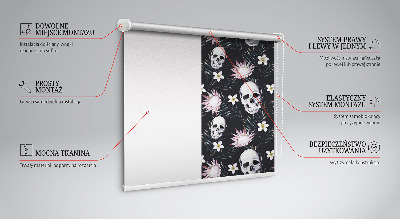 Tenda a rullo per finestra con fantasia di teschi tra i fiori
