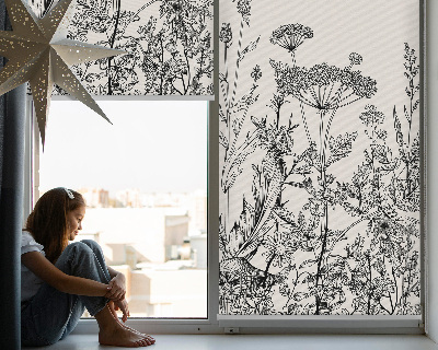 Tenda a rullo per finestra con motivo a fiori grigi