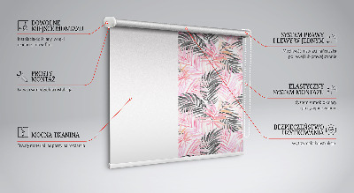 Tenda a rullo in tessuto con fantasia a foglie nei colori rosa e nero