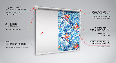 Tenda a rullo per porta finestra con motivo a foglie blu