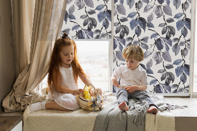 Tenda a rullo interna per finestra con fantasia a foglie scure
