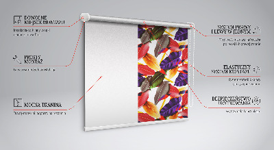 Tenda a rullo per porta finestra con fantasia di foglie colorate
