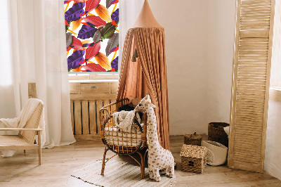 Tenda a rullo per porta finestra con fantasia di foglie colorate