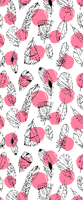 Tenda a rullo per finestra con fantasia di piume e pois rosa