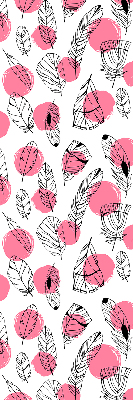 Tenda a rullo per finestra con fantasia di piume e pois rosa