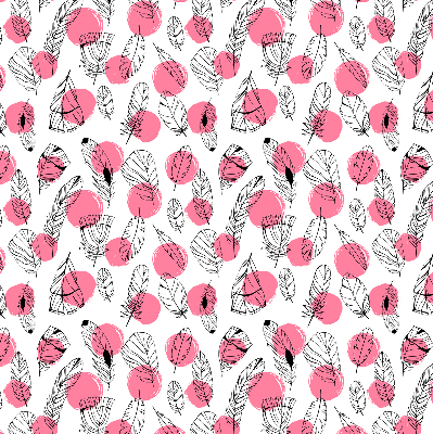 Tenda a rullo per finestra con fantasia di piume e pois rosa