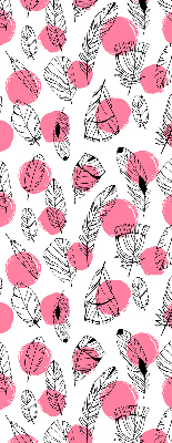 Tenda a rullo per finestra con fantasia di piume e pois rosa