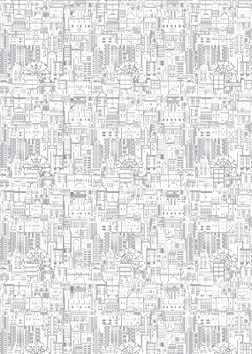 Tenda a rullo per interni con stampa dello skyline cittadino