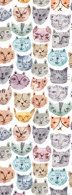 Tenda a rullo per finestra con stampa di facce di gatto colorate