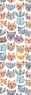 Tenda a rullo per finestra con stampa di facce di gatto colorate