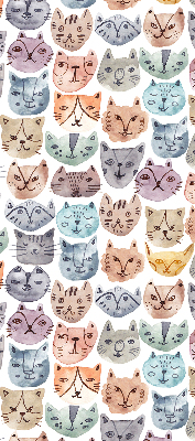 Tenda a rullo per finestra con stampa di facce di gatto colorate