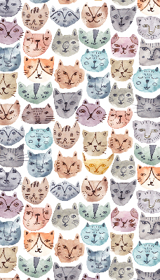 Tenda a rullo per finestra con stampa di facce di gatto colorate
