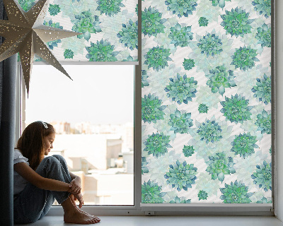 Tenda a rullo per interni con fantasia a fiori verdi