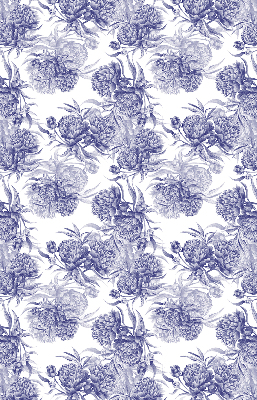 Tenda a rullo in tessuto con motivo a bouquet blu