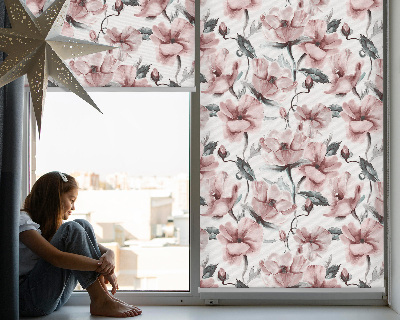 Tenda a rullo per interni con fantasia a fiori rosa