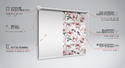 Tenda a rullo per interni con fantasia a fiori rosa