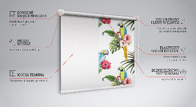 Tenda a rullo in tessuto con stampa di un pappagallo sui fiori