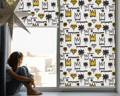 Tenda a rullo per finestra con motivo a fiori disegnati