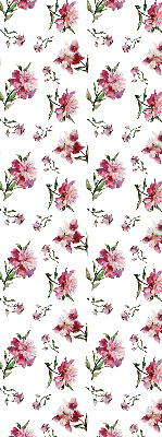 Tenda a rullo per porta finestra con fantasia di fiori rosa