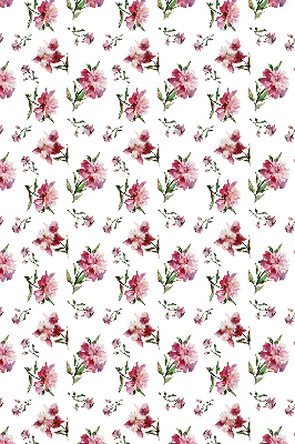 Tenda a rullo per porta finestra con fantasia di fiori rosa