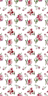 Tenda a rullo per porta finestra con fantasia di fiori rosa