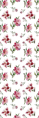 Tenda a rullo per porta finestra con fantasia di fiori rosa