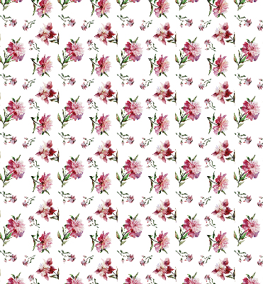 Tenda a rullo per porta finestra con fantasia di fiori rosa