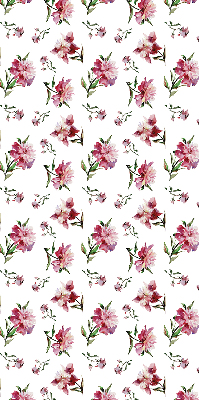 Tenda a rullo per porta finestra con fantasia di fiori rosa